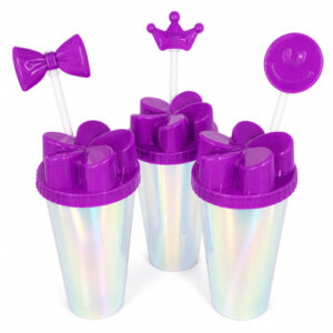 VASO BRILLOSO C/ SORBETE + TAPA CON RELIEVE VARIOS COLORES – OCT251536 – CHM26
