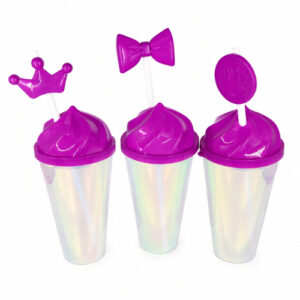 VASO BRILLOSO C/ SORBETE + TAPA CON RELIEVE VARIOS COLORES – OCT251535 – CHM26