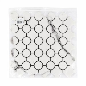 PLACA AUTOADHESIVA C/ DISEÑO CIRCULAR BLANCO/NEGRO 30X30CM. – OCT251526 – CHM26