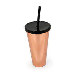 VASO PLASTICO C/ TAPA + SORBETE X UND. 700ML DORADO – OCT251543 – CHM26