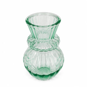 FLORERO DE VIDRIO ALTO C/ DISEÑO 10X18CM. VERDE- OCT251848 – CHINA