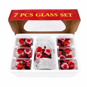 SET DE JARRA C/ 6 VASOS FLOREADOS GLASS WARE – OCT251039 – CHM26-3