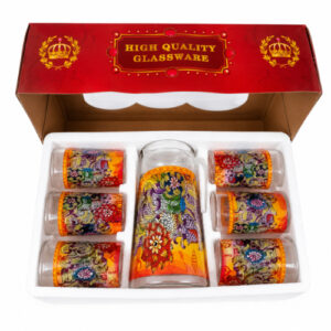 SET DE JARRA C/ 6 VASOS FLOREADOS GLASS WARE – OCT251045 – CHM26-3