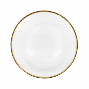 PLATO PLAYO DE VIDRIO 26CM. C/ BORDE DORADOS – OCT251721 – CHM26