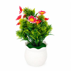 PLANTA Y FLOR ARTIFICIAL C/ MACETA BLANCA X 21CM. – OCT25609 – CHM26-3