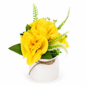 PLANTA ARTIFICIAL ROSAS FLORECIDA C/ MACETA BLANCA X 15CM. – OCT25618 – CHM26-3