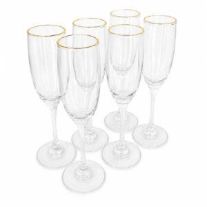 SET DE COPAS DE VIDRIO 170ML TRASNPARENTE C/ BORDE DORADO X UNIDAD JX-G1808 – OCT251033 – CHM26-3