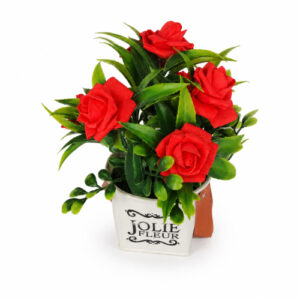 PLANTA ARTIFICIAL ROSAS FLORECIDA C/ MACETA PLASTICA JOLIE FLEUR X 19CM. – OCT25622 – CHM26-3