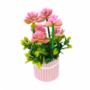 PLANTA ARTIFICIAL ROSAS FLORECIDA C/ MACETA PLASTICA BAMBU X 24CM. – OCT25625 – CHM26-3