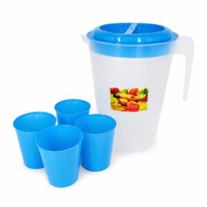 JARRA C/ DISEÑO ACANELADO X3 LTS. C/ 4 VASOS VARIOS COLORES – OCT251465 – CHM26-3