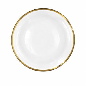 PLATO PLAYO DE VIDRIO 20CM. C/ BORDE DORADOS – OCT251722 – CHM26