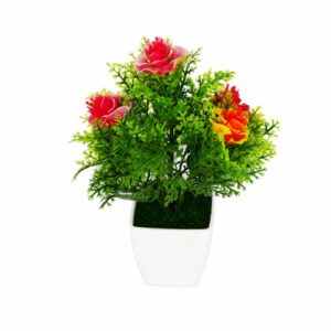 PLANTA C/ FLORES ARTIFICIAL EN MACETA BLANCA X 15 CM. – OCT25615 – CHM26-3